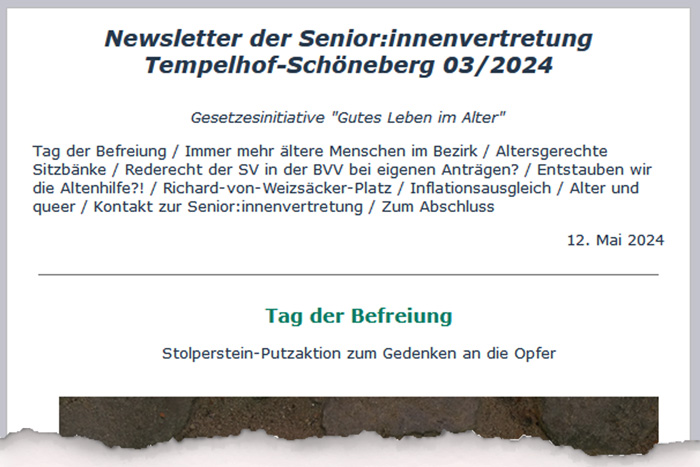 Seniorenvertretung Tempelhof-Schöneberg Newsletter 