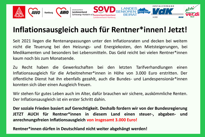 Seniorenvertretung Tempelhof-Schöneberg Inflationsausgleich für Rentnerinnen