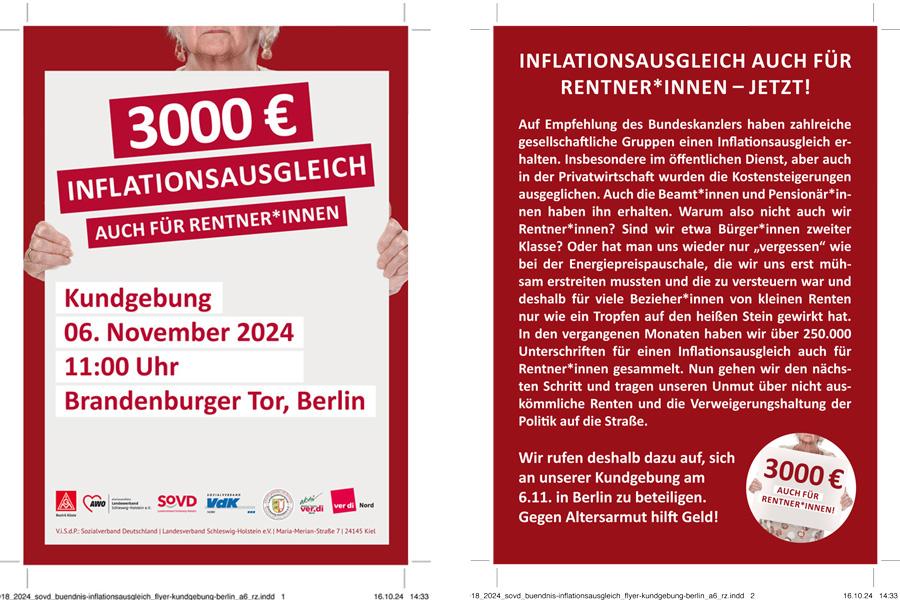 Seniorenvertretung Tempelhof-Schöneberg 3000 € Inflationsausgleich auch für Rentner:innen