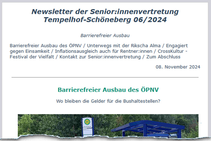 Seniorenvertretung Tempelhof-Schöneberg Newsletter 