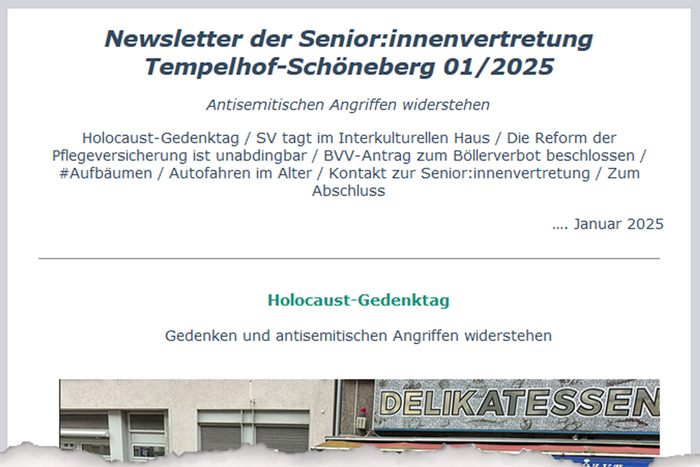 Seniorenvertretung Tempelhof-Schöneberg Newsletter