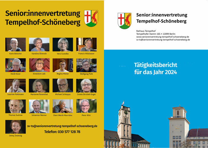 Seniorenvertretung Tempelhof-Schöneberg Tätigkeitsbericht 2024 Titelseite