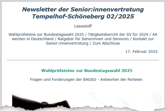 Seniorenvertretung Tempelhof-Schöneberg newsletter